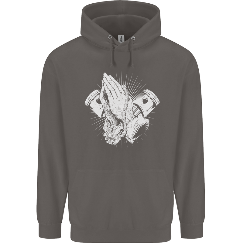Biker Prayer Biker Motorcycle Motorbike Mens 80% Cotton Hoodie Charcoal