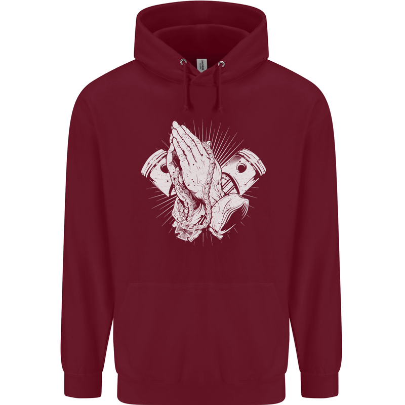 Biker Prayer Biker Motorcycle Motorbike Mens 80% Cotton Hoodie Maroon