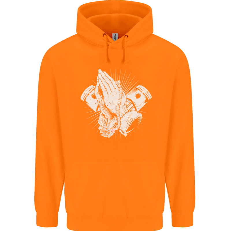 Biker Prayer Biker Motorcycle Motorbike Mens 80% Cotton Hoodie Orange