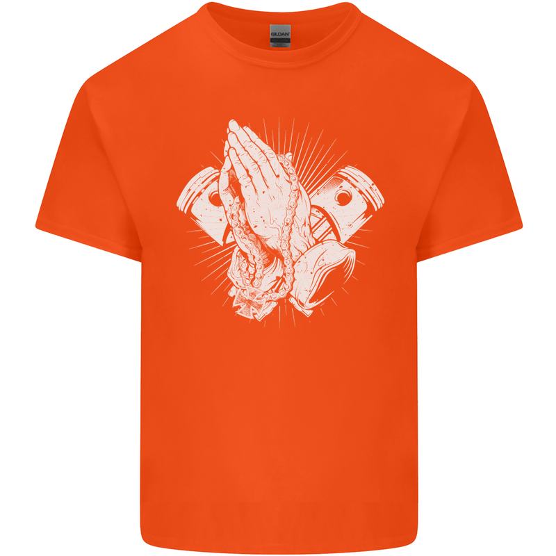 Biker Prayer Biker Motorcycle Motorbike Mens Cotton T-Shirt Tee Top Orange