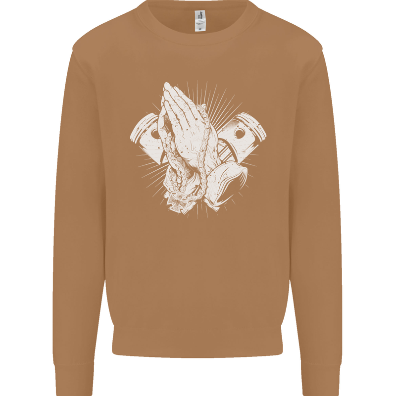 Biker Prayer Biker Motorcycle Motorbike Mens Sweatshirt Jumper Caramel Latte