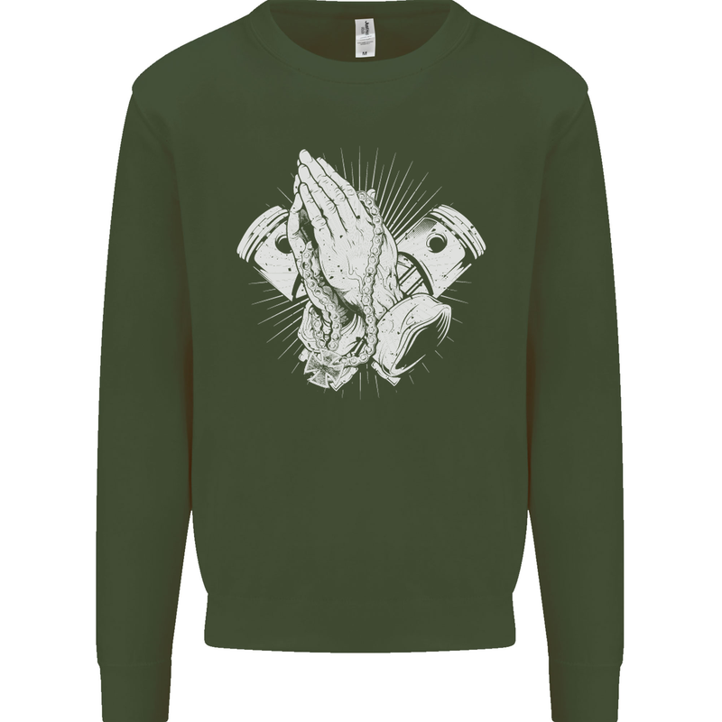 Biker Prayer Biker Motorcycle Motorbike Mens Sweatshirt Jumper Forest Green