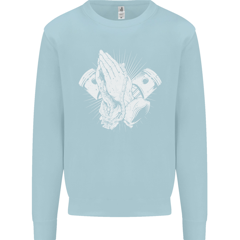 Biker Prayer Biker Motorcycle Motorbike Mens Sweatshirt Jumper Light Blue