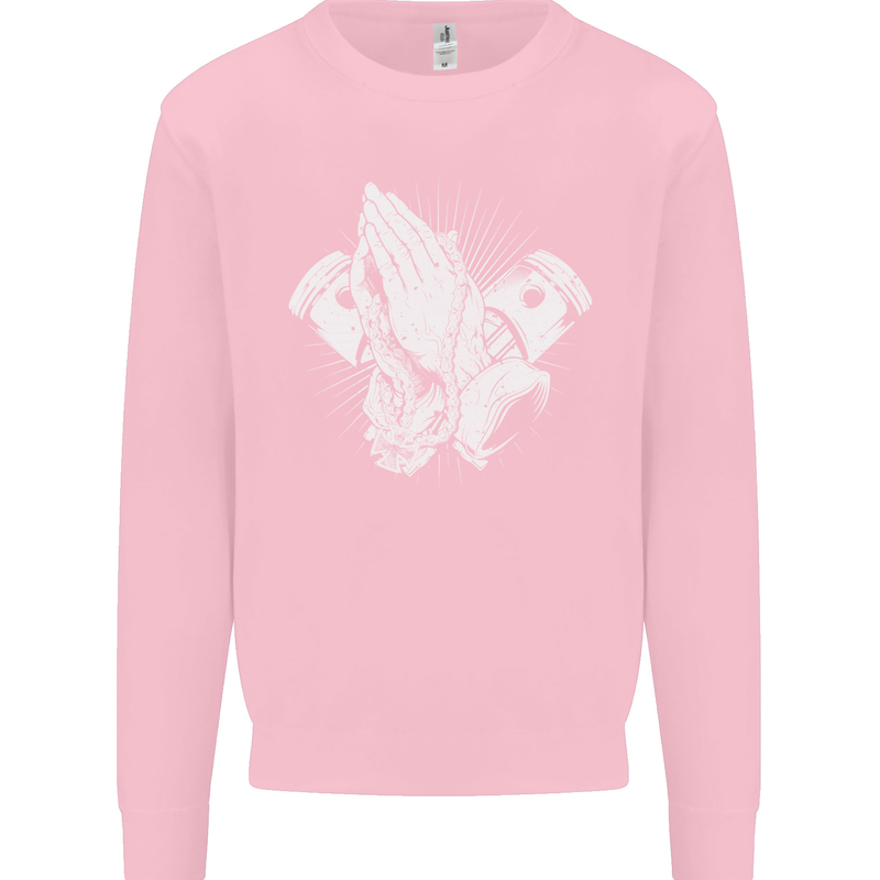 Biker Prayer Biker Motorcycle Motorbike Mens Sweatshirt Jumper Light Pink
