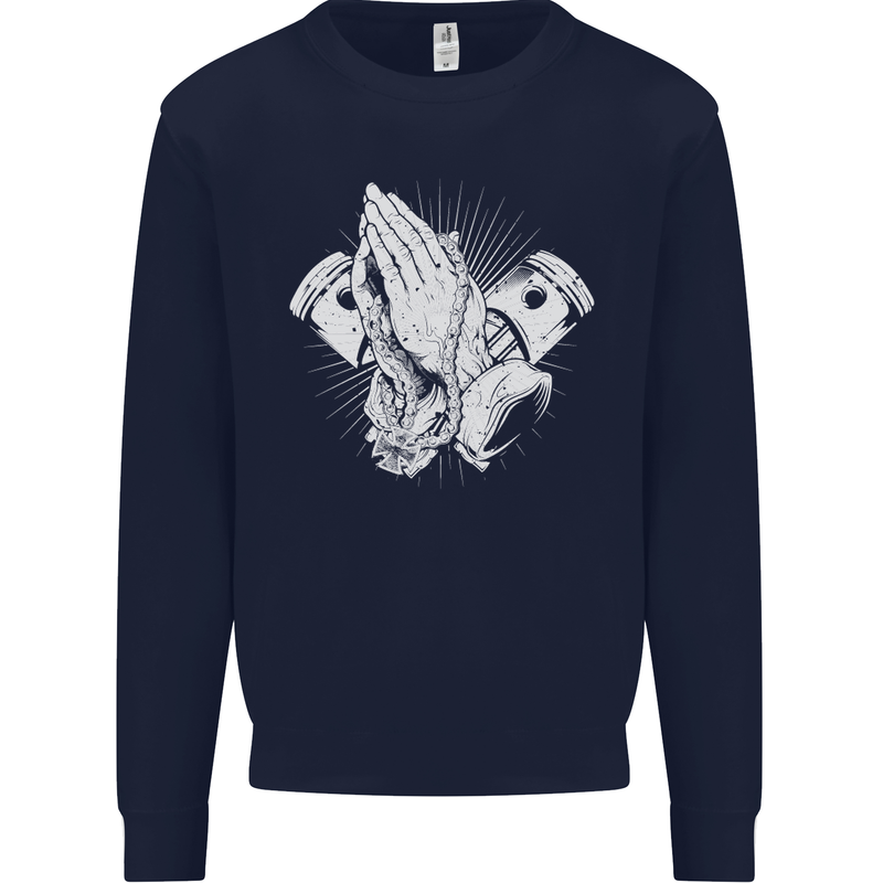 Biker Prayer Biker Motorcycle Motorbike Mens Sweatshirt Jumper Navy Blue