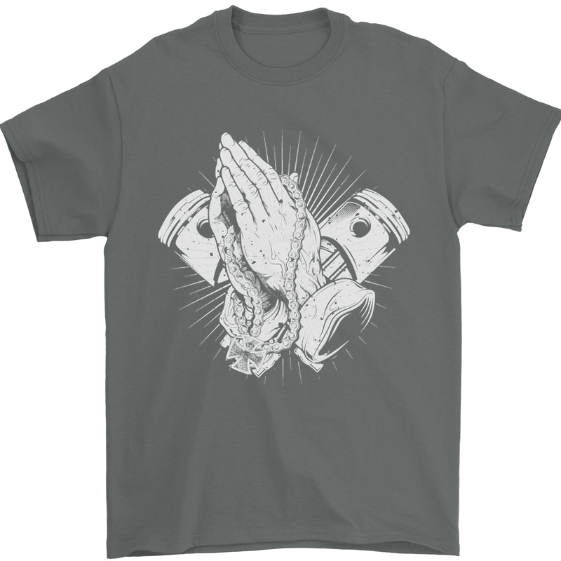 Biker Prayer Biker Motorcycle Motorbike Mens T-Shirt Cotton Gildan Charcoal