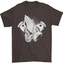 Biker Prayer Biker Motorcycle Motorbike Mens T-Shirt Cotton Gildan Dark Chocolate
