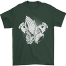 Biker Prayer Biker Motorcycle Motorbike Mens T-Shirt Cotton Gildan Forest Green