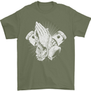 Biker Prayer Biker Motorcycle Motorbike Mens T-Shirt Cotton Gildan Military Green