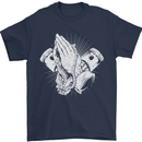 Biker Prayer Biker Motorcycle Motorbike Mens T-Shirt Cotton Gildan Navy Blue
