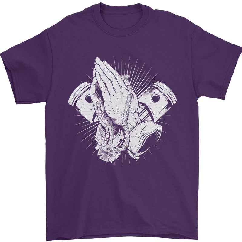 Biker Prayer Biker Motorcycle Motorbike Mens T-Shirt Cotton Gildan Purple