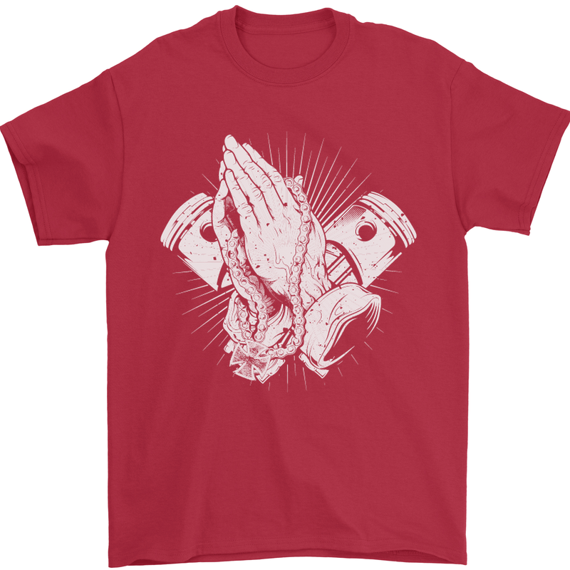Biker Prayer Biker Motorcycle Motorbike Mens T-Shirt Cotton Gildan Red