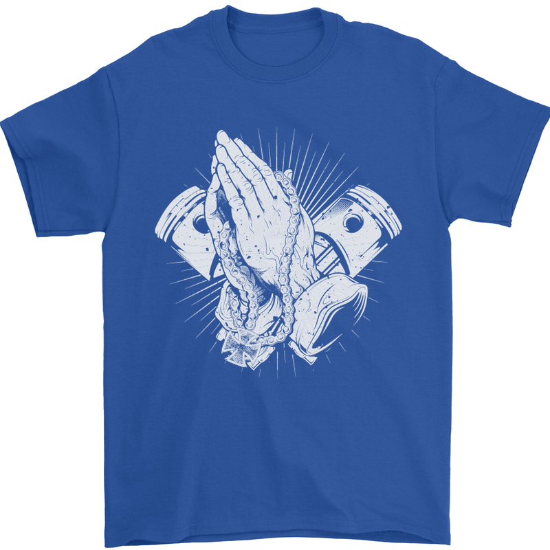 Biker Prayer Biker Motorcycle Motorbike Mens T-Shirt Cotton Gildan Royal Blue