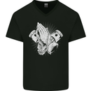 Biker Prayer Biker Motorcycle Motorbike Mens V-Neck Cotton T-Shirt Black
