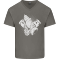 Biker Prayer Biker Motorcycle Motorbike Mens V-Neck Cotton T-Shirt Charcoal