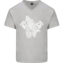 Biker Prayer Biker Motorcycle Motorbike Mens V-Neck Cotton T-Shirt Sports Grey