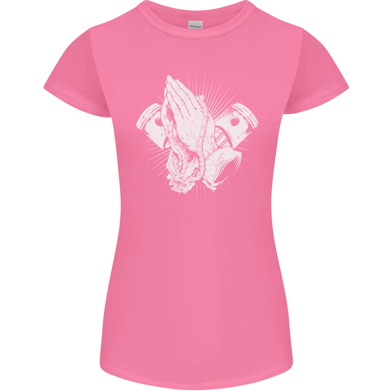 Biker Prayer Biker Motorcycle Motorbike Womens Petite Cut T-Shirt Azalea