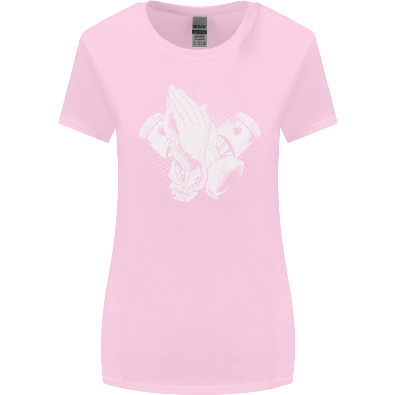 Biker Prayer Biker Motorcycle Motorbike Womens Wider Cut T-Shirt Light Pink