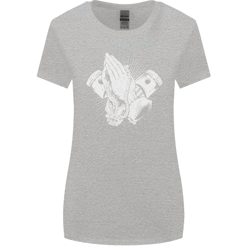 Biker Prayer Biker Motorcycle Motorbike Womens Wider Cut T-Shirt Sports Grey
