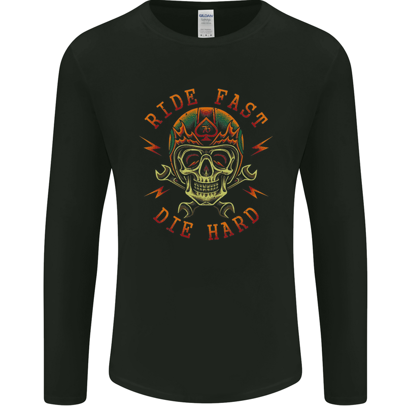 Biker Ride Fast Motorcycle Motorbike Mens Long Sleeve T-Shirt Black