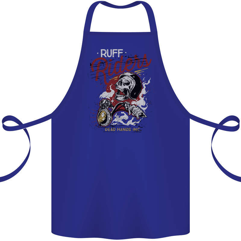 Biker Ruff Riders Motorcycle Motorbike Cotton Apron 100% Organic Royal Blue