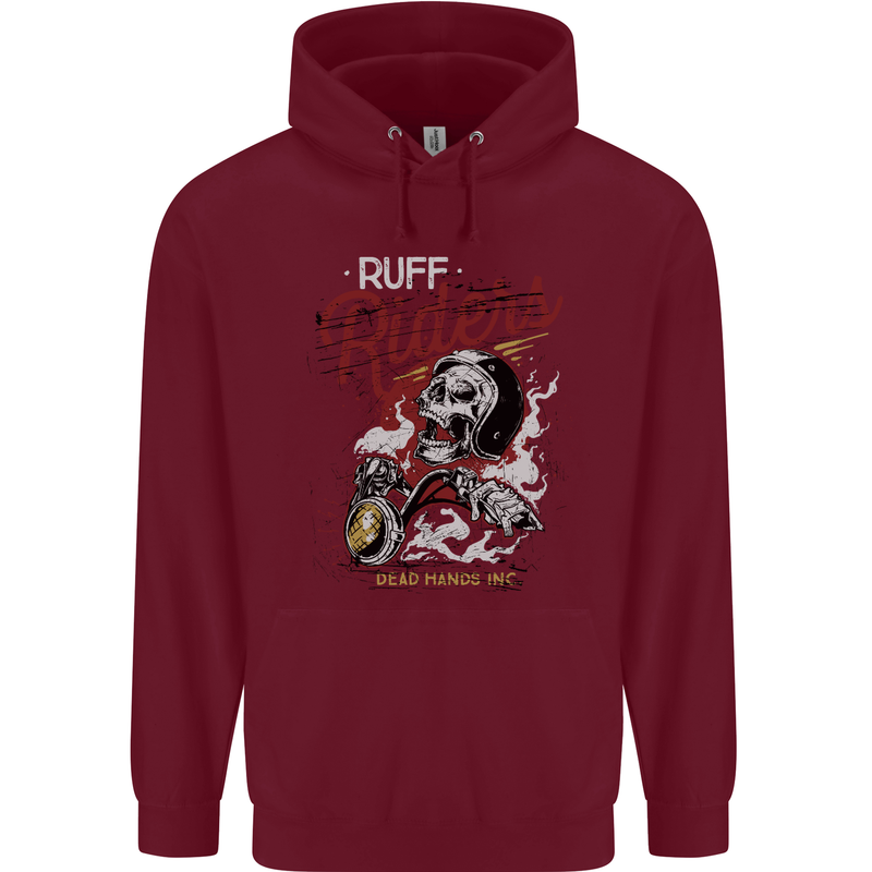 Biker Ruff Riders Motorcycle Motorbike Mens 80% Cotton Hoodie Maroon