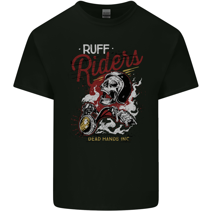 Biker Ruff Riders Motorcycle Motorbike Mens Cotton T-Shirt Tee Top Black