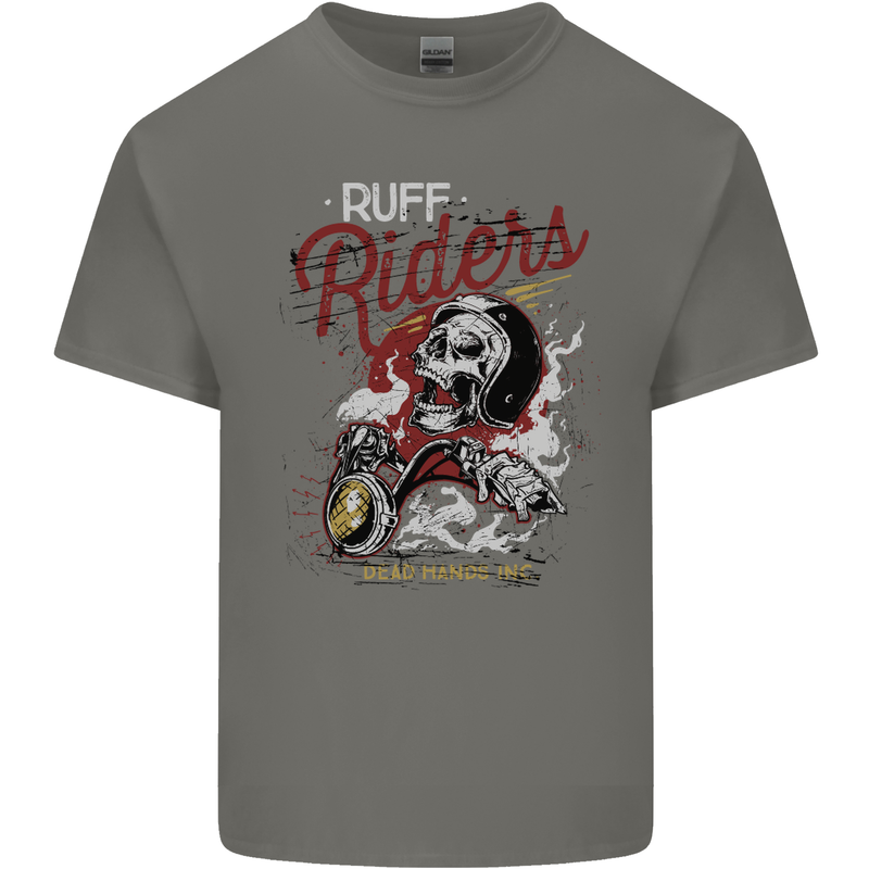 Biker Ruff Riders Motorcycle Motorbike Mens Cotton T-Shirt Tee Top Charcoal