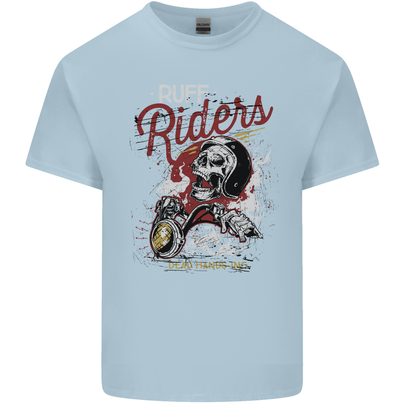 Biker Ruff Riders Motorcycle Motorbike Mens Cotton T-Shirt Tee Top Light Blue