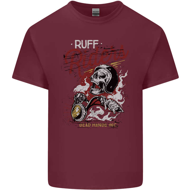 Biker Ruff Riders Motorcycle Motorbike Mens Cotton T-Shirt Tee Top Maroon