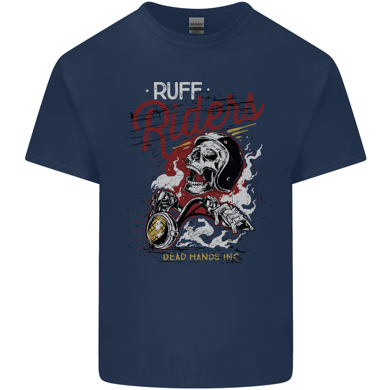 Biker Ruff Riders Motorcycle Motorbike Mens Cotton T-Shirt Tee Top Navy Blue