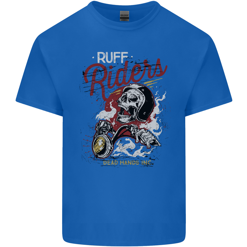 Biker Ruff Riders Motorcycle Motorbike Mens Cotton T-Shirt Tee Top Royal Blue