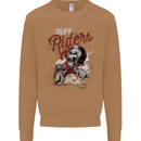 Biker Ruff Riders Motorcycle Motorbike Mens Sweatshirt Jumper Caramel Latte