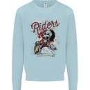 Biker Ruff Riders Motorcycle Motorbike Mens Sweatshirt Jumper Light Blue