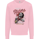 Biker Ruff Riders Motorcycle Motorbike Mens Sweatshirt Jumper Light Pink