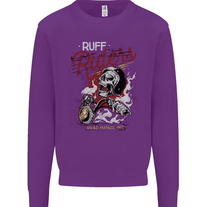 Biker Ruff Riders Motorcycle Motorbike Mens Sweatshirt Jumper Purple
