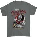 Biker Ruff Riders Motorcycle Motorbike Mens T-Shirt Cotton Gildan Charcoal