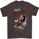 Biker Ruff Riders Motorcycle Motorbike Mens T-Shirt Cotton Gildan Dark Chocolate