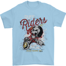 Biker Ruff Riders Motorcycle Motorbike Mens T-Shirt Cotton Gildan Light Blue