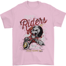 Biker Ruff Riders Motorcycle Motorbike Mens T-Shirt Cotton Gildan Light Pink