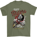 Biker Ruff Riders Motorcycle Motorbike Mens T-Shirt Cotton Gildan Military Green
