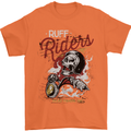 Biker Ruff Riders Motorcycle Motorbike Mens T-Shirt Cotton Gildan Orange