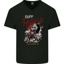 Biker Ruff Riders Motorcycle Motorbike Mens V-Neck Cotton T-Shirt Black