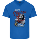 Biker Ruff Riders Motorcycle Motorbike Mens V-Neck Cotton T-Shirt Royal Blue