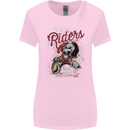 Biker Ruff Riders Motorcycle Motorbike Womens Wider Cut T-Shirt Light Pink