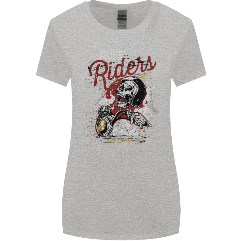 Biker Ruff Riders Motorcycle Motorbike Womens Wider Cut T-Shirt Sports Grey