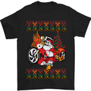 Biker Santa Christmas Motorcycle Motorbike Mens T-Shirt Cotton Gildan Black