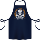 Biker Skull Here Today Motorbike Motorcycle Cotton Apron 100% Organic Navy Blue
