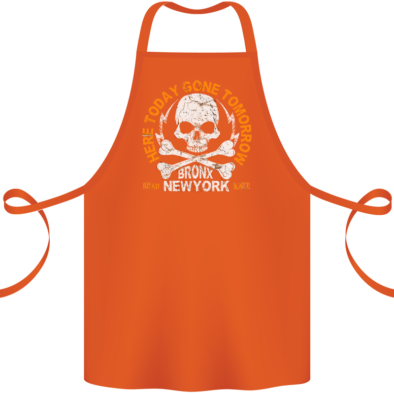 Biker Skull Here Today Motorbike Motorcycle Cotton Apron 100% Organic Orange