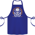 Biker Skull Here Today Motorbike Motorcycle Cotton Apron 100% Organic Royal Blue